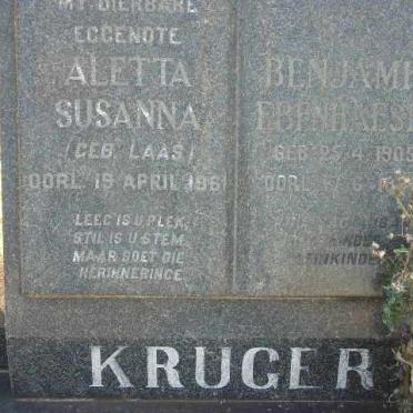 KRUGER Benjamin Ebenhaeser 1905-???? &amp; Aletta Susanna LAAS -1961