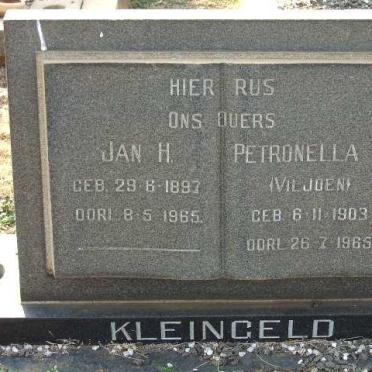 KLEINGELD Jan H. 1897-1965 &amp; Petronella S. VILJOEN 1903-1965