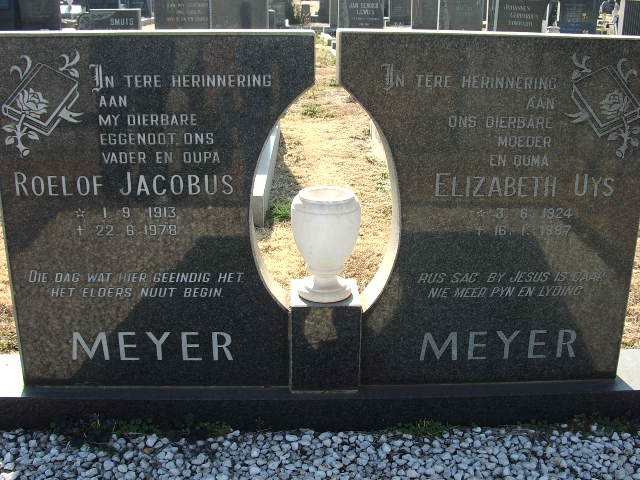 MEYER Roelof Jacobus 1913-1978 &amp; Elizabeth Uys 1924-1987