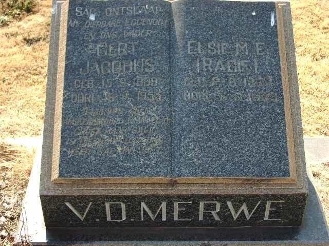 MERWE Bert Jacobus, v.d. &amp; Elsie M.E. RABIE