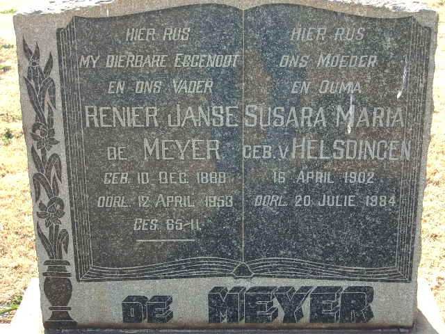 MEYER Renier Janse, de 1888-1963 &amp; Susara Maria HELSDINGEN 1902-1984