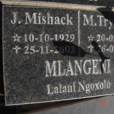 MLANGENI J. Mishack 1929-2002 &amp;  M. Tryphina 1928-2002