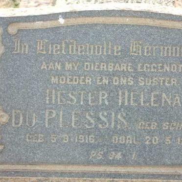 PLESSIS Hester Helena, du nee SCHOEMAN 1916-1955