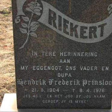 RIEKERT Hendrik Frederik Prinsloo 1904-1976