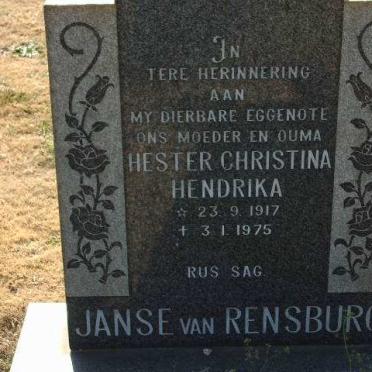 RENSBURG Hester Gertruida Hendrika, Janse van 1917-1975