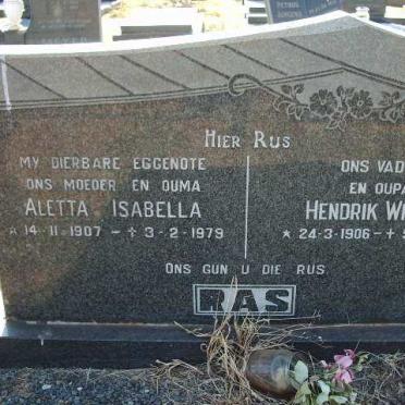 RAS Hendrik Willem 1906-1987 &amp; Aletta Isabella 1907-1979