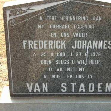 STADEN Frederick Johannes, van 1918-1976