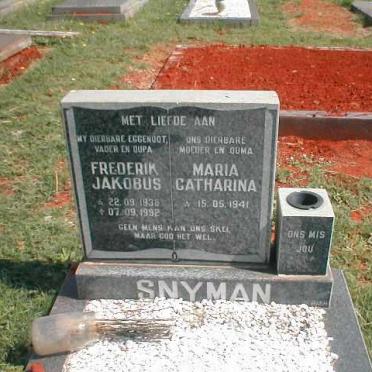 SNYMAN Frederik Jakobus 1938-1992&amp; Maria Catharina 1941-