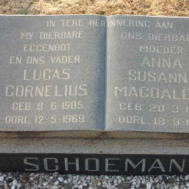 SCHOEMAN Lucas Cornelius 1905-1969 &amp; Anna Susanna Magdalena 1909-1977