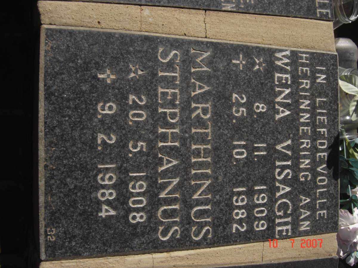 VISAGIE Marthinus Stephanus 1908-1984 &amp; Wena 1909-1982