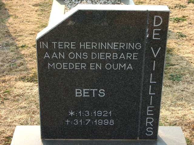 VILLIERS Bets, de 1921-1998