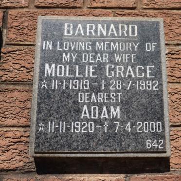 BARNARD Adam 1920-2000 &amp; Mollie Grace 1919-1992