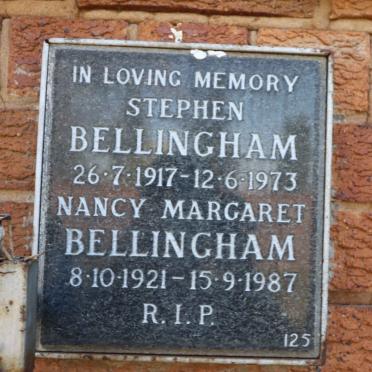 BELLINGHAM Stephen 1917-1973 &amp; Nancy Margaret 1921-1987