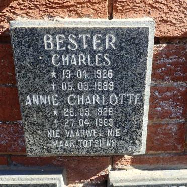 BESTER Charles 1926-1989 &amp; Annie Charlotte 1928-1988