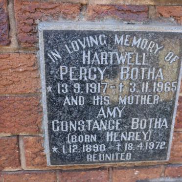 BOTHA Amy Constance nee HENREY 1890-1972 :: HARTWELL Percy Botha 1917-1965