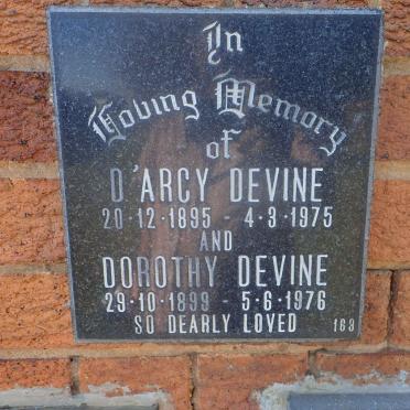 DEVINE D'Arcy 1895-1975 &amp; Dorothy 1899-1976