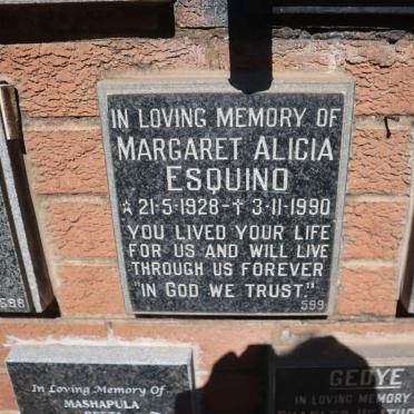 ESQUINO Margaret Alicia 1928-1990