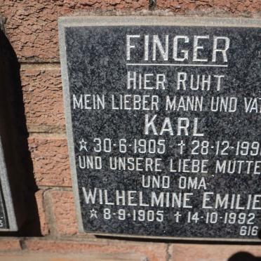 FINGER Karl 1905-1990 &amp; Wilhelmine Emilie 1905-1992