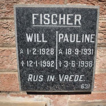 FISCHER Will 1928-1992 &amp; Pauline 1931-1998