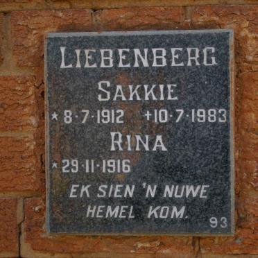 LIEBENBERG Sakkie 1912-1983 &amp; Rina 1916-