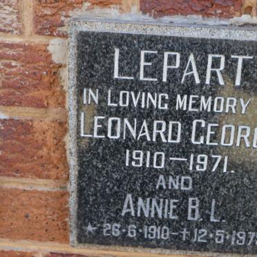 LEPART Leonard George 1910-1971 &amp; Annie B.L. 1910-1975