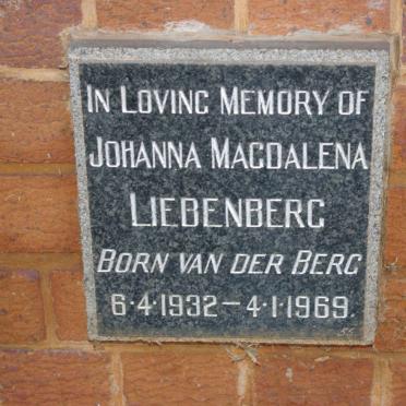 LIEBENBERG Johanna Magdalena nee VAN DER BERG 1932-1969