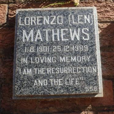 MATHEWS Lorenzo 1901-1989