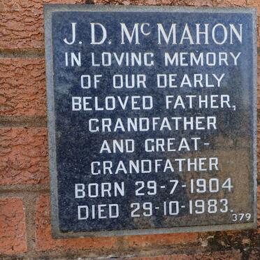 MCMAHON J.D. 1904-1983