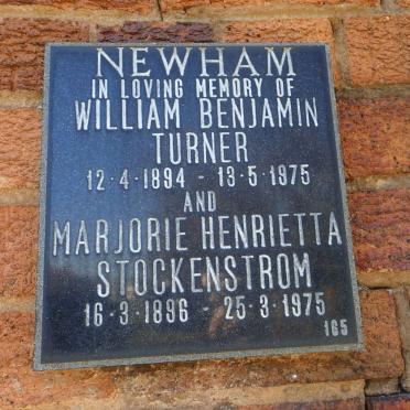 NEWHAM William Benjamin Turner 1894-1975 &amp; Marjorie Henrietta Stockenstrom 1896-1975