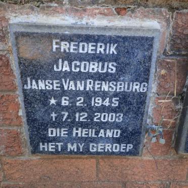 RENSBURG Frederik Jacobus, Janse van 1945-2003