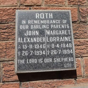 ROTH John Alexander 1946-1994 &amp; Margaret Lorraine 1948-1994