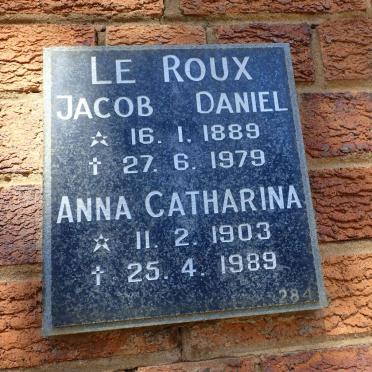 ROUX Jacob Daniel, le 1889-1979 &amp; Anna Catharina 1903-1989