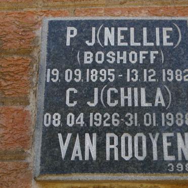 ROOYEN P.J., van nee BOSHOFF 1895-1982 :: VAN ROOYEN C.J. 1926-1988