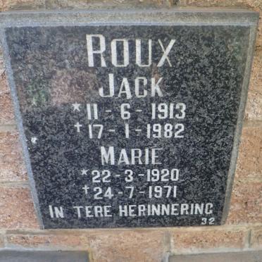 ROUX Jack 1913-1982 &amp; Marie 1920-1971
