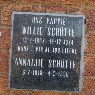SCHUTTE Willie 1907-1974 &amp; Annatjie 1918-1990