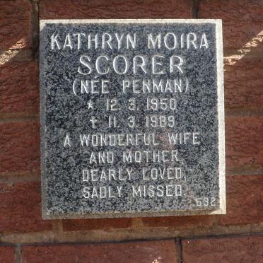 SCORER Kathryn Moira nee PENMAN 1950-1989