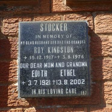 STOCKER Roy Kingston 1917-1976 &amp; Edith Ethel 1921-2002