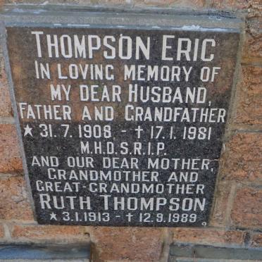 THOMPSON Eric 1908-1981 &amp; Ruth 1913-1989