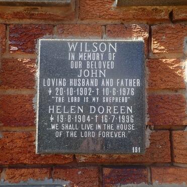 WILSON John 1902-1976 &amp; Helen Doreen 1904-1996