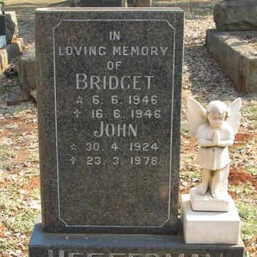 HEFFERMAN John 1924-1978 :: HEFFERMAN Bridget 1946-1946