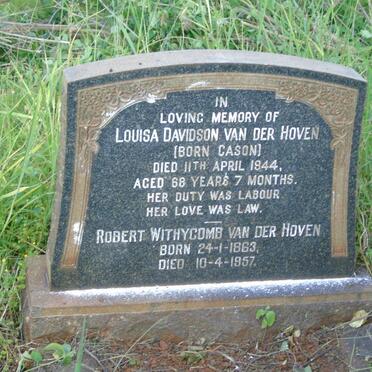 HOVEN Robert Withycomb, van der 1863-1957 & Louisa Davidson CASON -1944