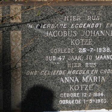KOTZE Jacobus Johannes -1939 & Anna Maria 1894-1963