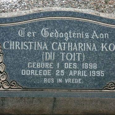 KOK Christina Catharina nee DU TOIT 1898-1995