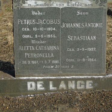 LANGE Petrus Jacobus, de 1904-1955 & Aletta Catharina Petronella 1907-1999 :: DE LANGE Johannes Antonie Sebastiaan 1937-1954