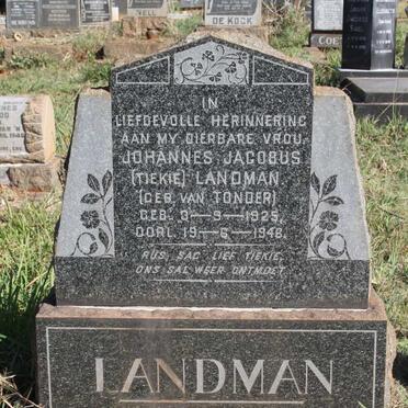 LANDMAN Johannes Jacobus nee VAN TONDER 1925-1946