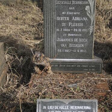 PLESSIS Hester Adriana, du 1904-1967 :: HEERDEN Johannes de Kock, van 1927-1955 :: Plessis Francois Louis, du 1895-1979