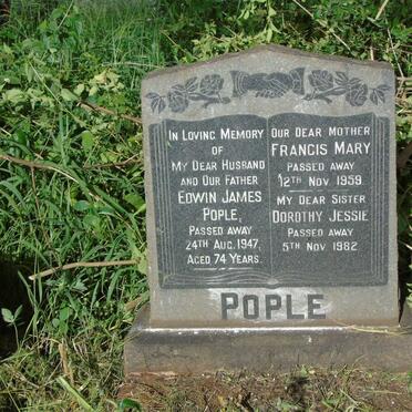 POPLE Edwin James -1947 & Francis Mary -1959 :: POPLE Dorothy Jessie -1982