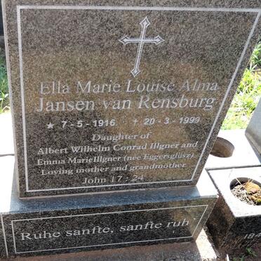 RENSBURG Ella Marie Louise Alma, Jansen van 1916-1999