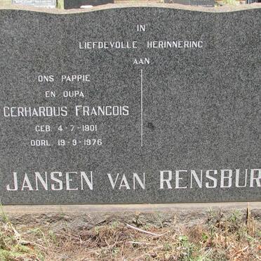 RENSBURG Gerhardus Francois, Jansen van 1901-1976