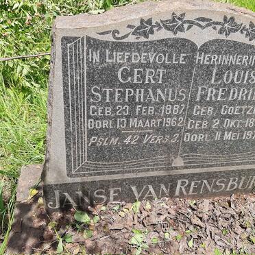 RENSBURG Gert Stephanus, Janse van 1887-1962 &amp; Louisa Fredrika COETZEE 1889-1973